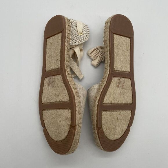 NEW J Crew Shoes Womens Size 6.5 Espadrille Linen Ankle Wrap Flat Summer Casual - Picture 8 of 10